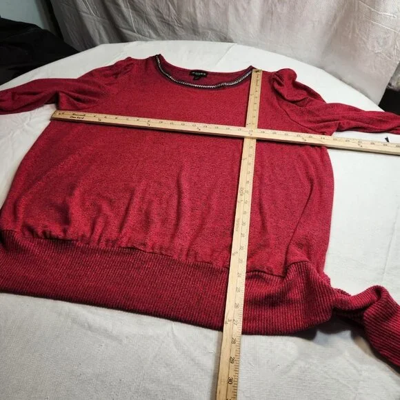 I.N.Studio Womens Size 2 X Red Lightweight Sweater Plus SideTie and Neck -23 - Picture 6 of 11